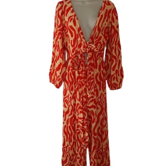 Anthropologie Faithful The Brand Womens Jumpsuit in Coral Cream LaCateau Print 2 - Picture 5 of 9